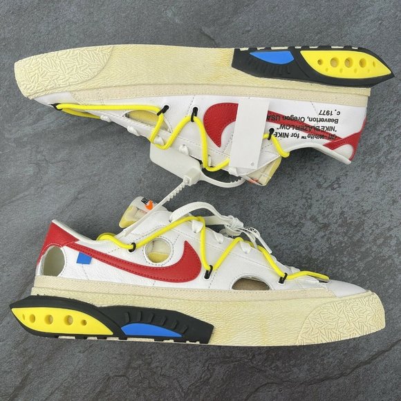 Nike Off White Blazer Low 77 Size 11 Mens White University Red OW Collaboration - Picture 5 of 12
